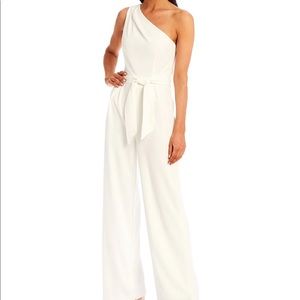 White one shoulder jumpsuit